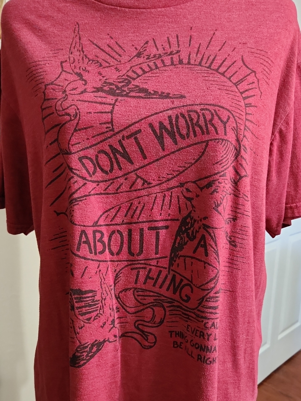 Bob Marley's Lyrical Red Tee from song "Three Little Birds"